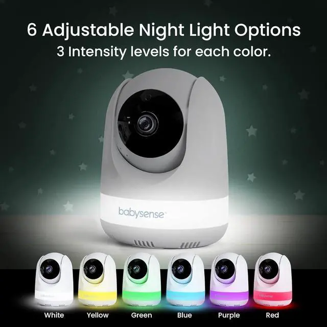 Alt view image 3 of 7 - 5.5 1080p Full HD Split-Screen Baby Monitor, Video Baby Monitor with Camera and Audio, PTZ Camera, RGB Night Light, 1000ft Range, Two-Way Audio, 4X Zoom, 5000mAh Battery
