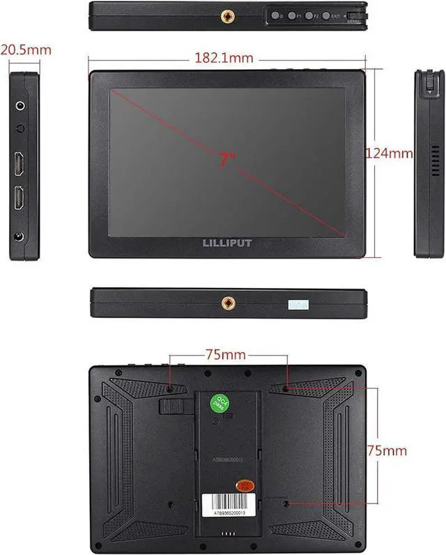 Alt view image 2 of 6 - 1920x1200 IPS Screen Camera Field Monitor 4K HDMI Input Output Video for DSLR Mirrorless Camera  A7S II A6500 Panasonic GH5  5D Mark IV DJI Ronin M Black VIVITEQ Exclusively