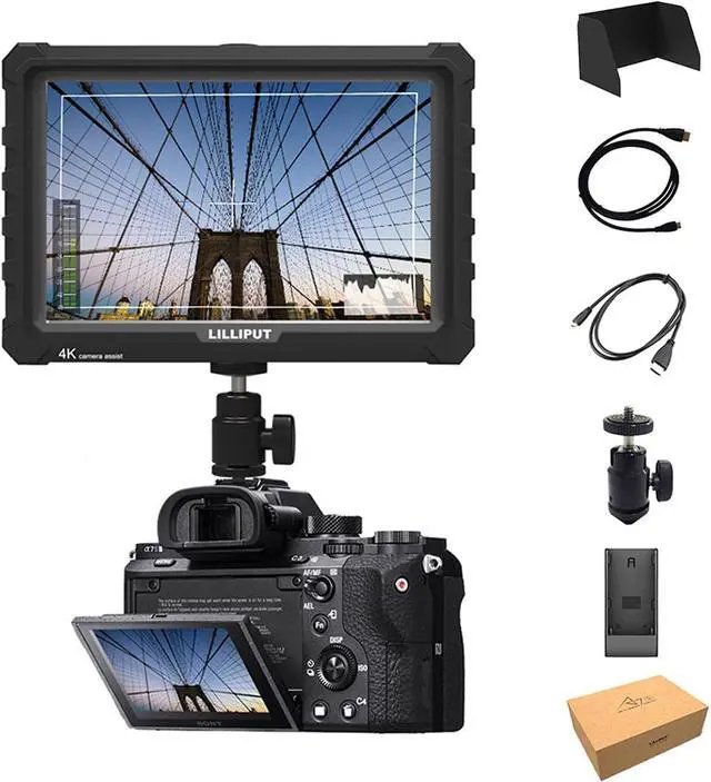 Main image of 1920x1200 IPS Screen Camera Field Monitor 4K HDMI Input Output Video for DSLR Mirrorless Camera  A7S II A6500 Panasonic GH5  5D Mark IV DJI Ronin M Black VIVITEQ Exclusively