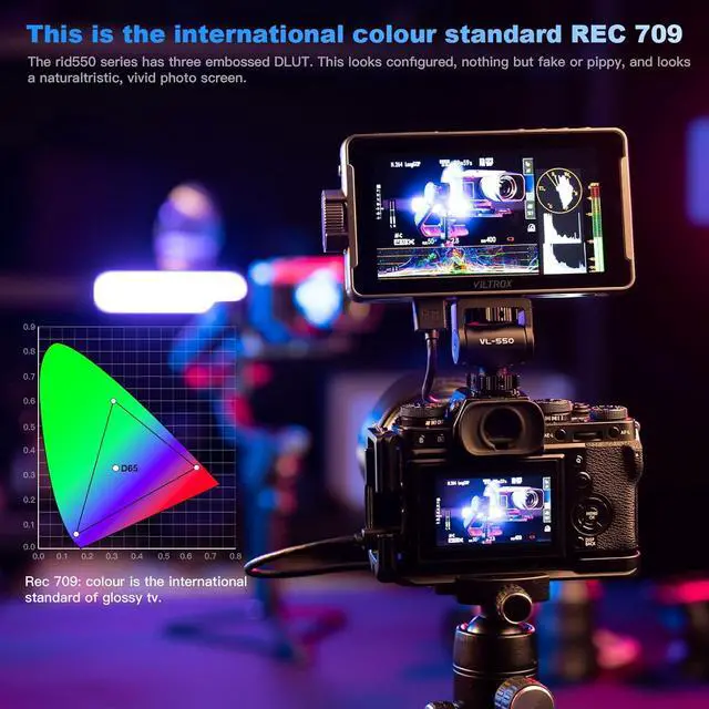 Alt view image 5 of 7 - DC 550 Pro 5.5" Camera Monitors for DSLR Touchscreen Field Monitor 4K HDMI Video External Monitor mit Hood for   Nikon 1200nit 3D LUT Focus Peaking Histogram False Colours