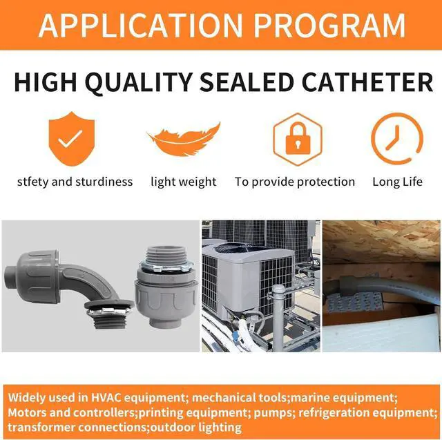 Alt view image 5 of 7 - Liquid Tight Connector Non-Metallic Electrical Conduit Fittings, PVC Flexible Conduit Fittings, UL Listed(Straight+90 Degree)