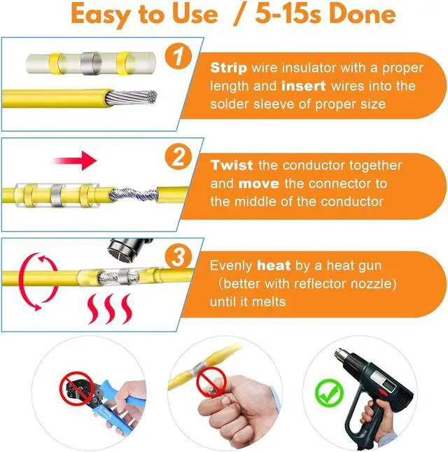 Alt view image 6 of 7 - 1000PCS Solder Seal Wire Connectors AWG 26-10, Marine Waterproof Heat Shrink Wire Connectors in Portable Storage Box with Handle and Removable Organizers(5 Colors/5 Sizes)