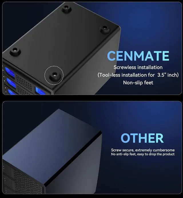 Alt view image 5 of 7 - Aluminum 4 Bay 10Gbps Hard Drive Enclosure with Cooling Fan for 2.5/3.5" SATA HDD/SSD with USB A/C 3.2 Gen 2, Support Hot Swappable,Tool-Free HDD Enclosure , DAS(NO RAID/NAS)