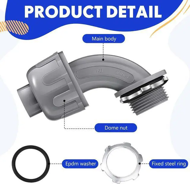 Alt view image 3 of 7 - Connector 3/4 Inch 90 Degree Non Metallic Flex Electrical Conduit Fittings, Electrical Conduit Connector Fitting for PVC Pipe Cable Home Kitchen (50 Pcs)
