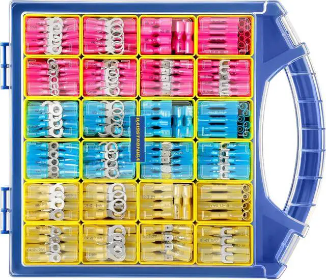 Main image of 620PCS Marine Grade Heat Shrink Wire Butt Connectors kit,22-10 AWG Tinned Red Copper Electrical Wire Connectors,Ring Fork Spade Butt Splice(3Colors/24Size)