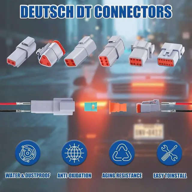 Alt view image 6 of 7 - 236PCS 5 Set Deutsch DT Connector Kit, 2 3 4 6 Pin Gray Waterproof Electrical Connector with Solid Contact and Seal Plug for Truck, Boat, Off-Road Vehicles, Agriculture, Marine, Motorcycle Wiring.