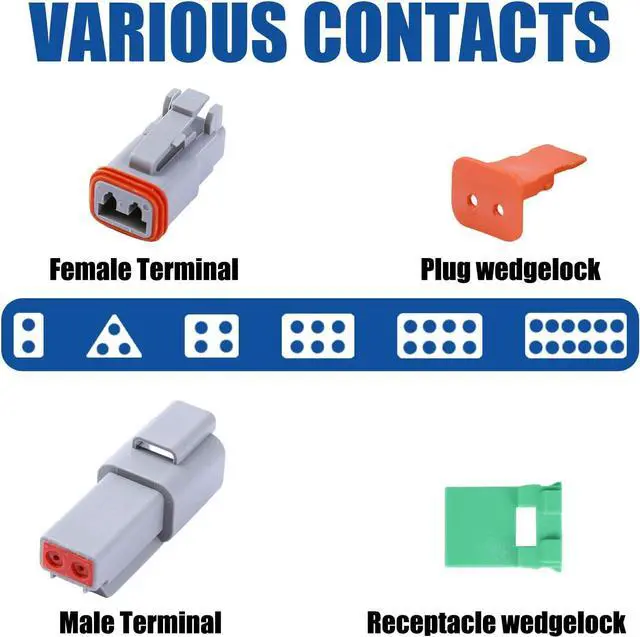 Alt view image 5 of 7 - 236PCS 5 Set Deutsch DT Connector Kit, 2 3 4 6 Pin Gray Waterproof Electrical Connector with Solid Contact and Seal Plug for Truck, Boat, Off-Road Vehicles, Agriculture, Marine, Motorcycle Wiring.