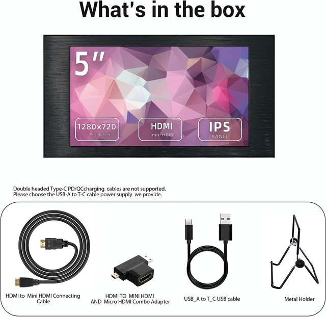 Alt view image 7 of 7 - 5-Inch IPS Portable HDMI Monitor 1280×720 Mini LCD Display