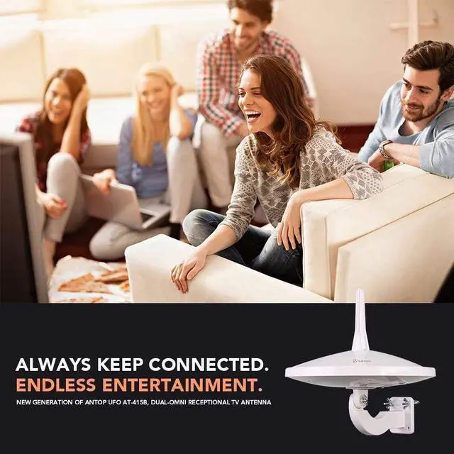 Alt view image 7 of 7 - AT-415B 720° UFO Dual Omni-Directional Outdoor HDTV Antenna with Exclusive Smartpass Amplifier &4G LTE Filter, Fit for Outdoor/RV/Attic Use(33ft Coaxial Cable,4K UHD Ready)
