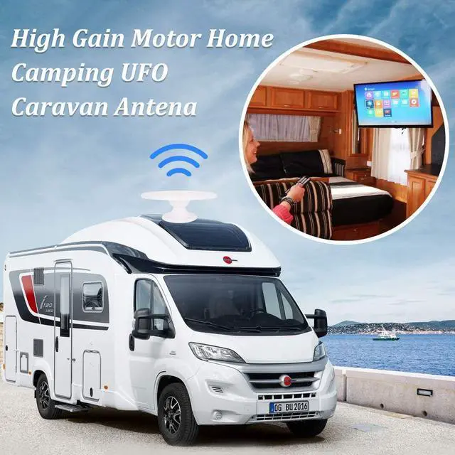 Alt view image 7 of 7 - RV TV Antenna Outdoor Digital HDTV Antenna, Amplifier Signal Booster 16ft Coaxial Cable - for Camper, RV Trailer Truck Caravan Boat