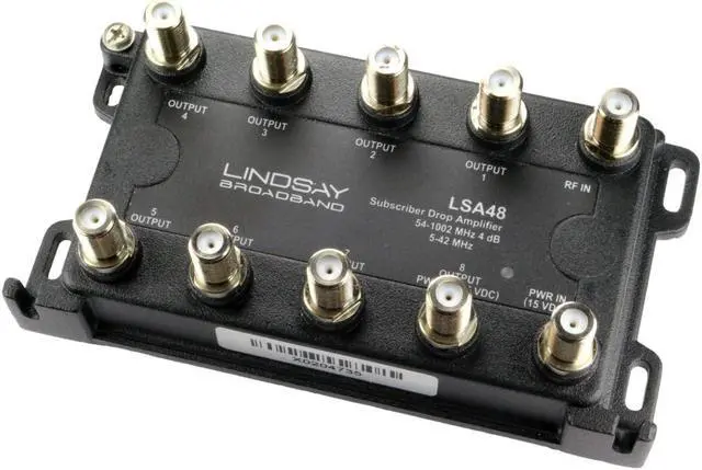 Alt view image 2 of 6 - 8-Port Cable TV Antenna Signal Splitter, Distribution Amplifier with Power Supply and F59 Terminators - Connect up to 8 Devices to 1 Antenna or Cable Line LSA48