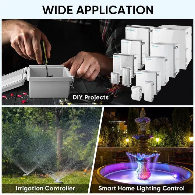 Alt view image 7 of 7 - Waterproof Electrical Junction Box IP67 ABS Plastic Enclosure with Hinged Cover with Mounting Plate, Wall Brackets, Cable Glands (Clear, 19.7"x15.7"x7.9")