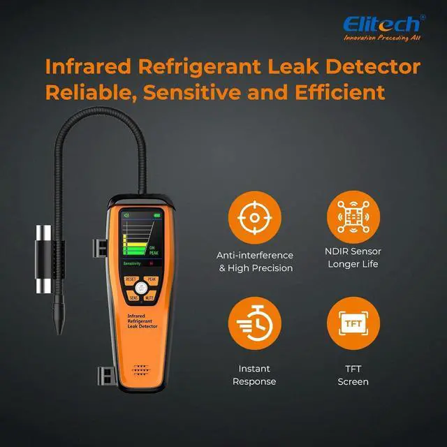 Alt view image 2 of 7 - HVAC Refrigerant Leak Detector 10 Yrs Infrared Sensor Life, Halogen Freon Sniffer, Air Conditioning Detection, Automotive Gas Finder, ILD-200