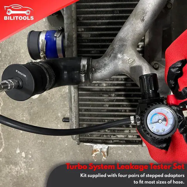 Alt view image 2 of 5 - 9-Piece Turbo System Leakage Tester Set Turbocharger Turbo Boost Leak Tester 1-3/8" - 3-1/2"