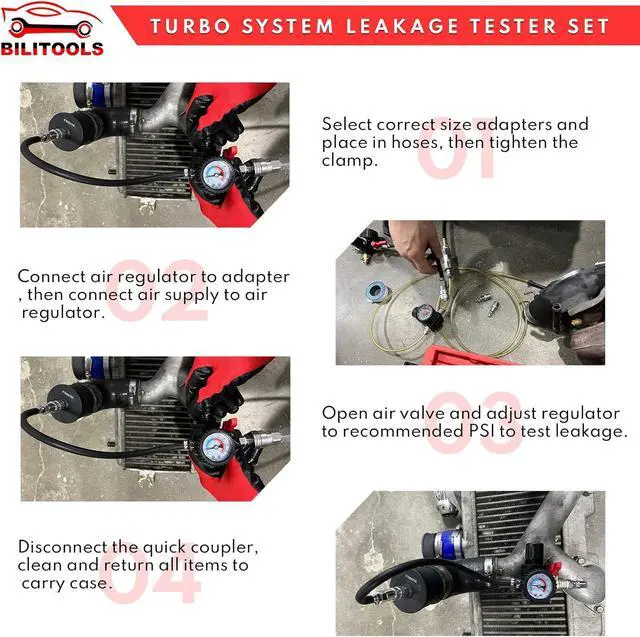 Alt view image 5 of 5 - 9-Piece Turbo System Leakage Tester Set Turbocharger Turbo Boost Leak Tester 1-3/8" - 3-1/2"