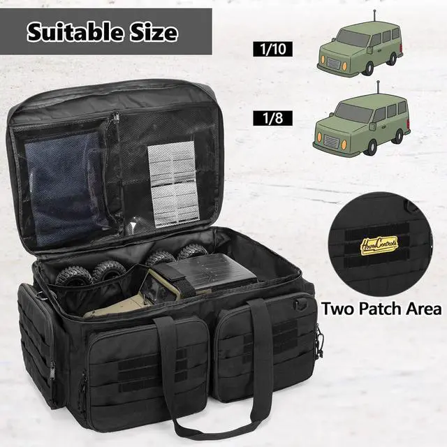 Alt view image 4 of 7 - RC Storage Bag for 1/8 and 1/10 Car, RC Carrying Case with Bottom Solid Clapboard for Support and Multi-Pockets for RC Tools (Patent Design)