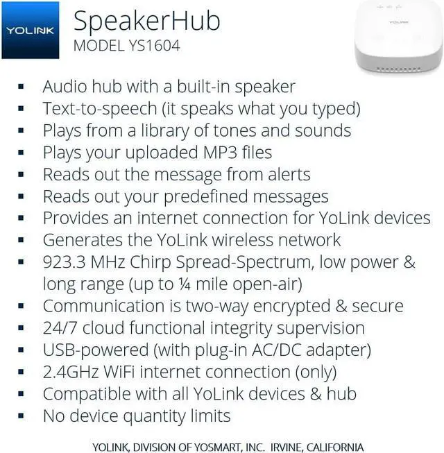 Alt view image 3 of 7 - Water Leak Detection Starter Kit, w/SpeakerHub Audio/Talking Hub & Water Leak Sensor 1, LoRa Up to 1/4 Mile Open-Air Range, SMS/Text, Email & Push Notifications, w/Alexa, IFTTT, Home Assistant