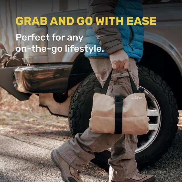 Alt view image 3 of 6 - Official Legacy Tool Roll Bag - Easy to Carry 5-Pocket Roll Up Tool Bag - Durable Canvas, Rust-Proof YKK Zippers,Secure Buckle - A Loving Gift for Dads, Mechanics, Electricians & Hobbyists| ArmyGreen