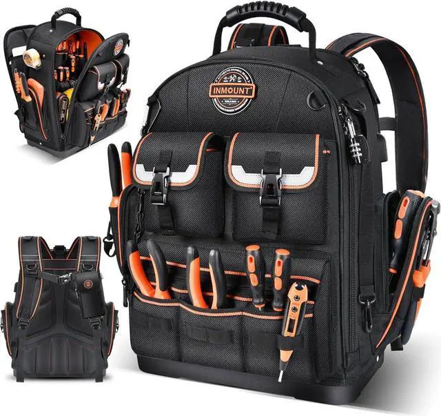 Main image of Backpack Tool Bag Tool Backpack Heavy Duty Tool Organizer, Water-resistant HAVC Tool Backpack Electrician Tool Box with Molded Base