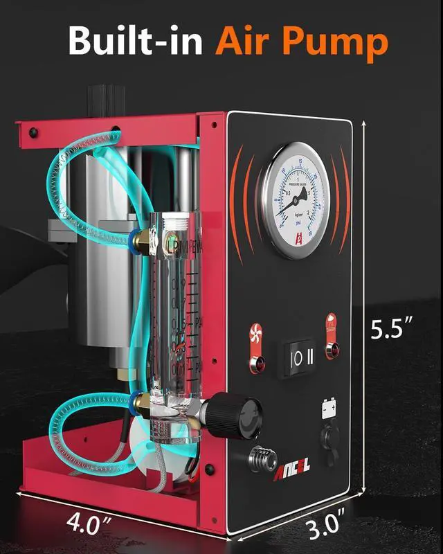 Alt view image 3 of 7 - S300 Smoke Machine Automotive Built in Air Pump, EVAP Smoke Machine Leak Tester with Pressure Gauge Flow Meter, Odorless Automotive Smoke Machine Leak Detector, Vacuum Smoke Tester Automotive