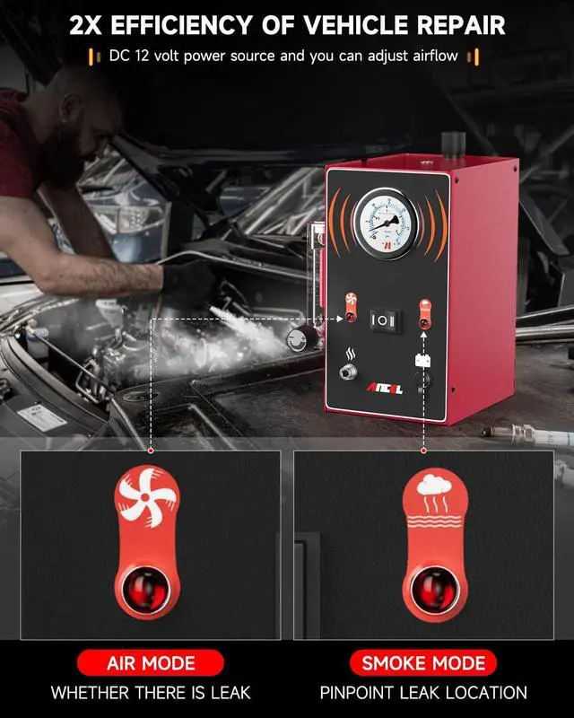 Alt view image 5 of 7 - S300 Smoke Machine Automotive Built in Air Pump, EVAP Smoke Machine Leak Tester with Pressure Gauge Flow Meter, Odorless Automotive Smoke Machine Leak Detector, Vacuum Smoke Tester Automotive