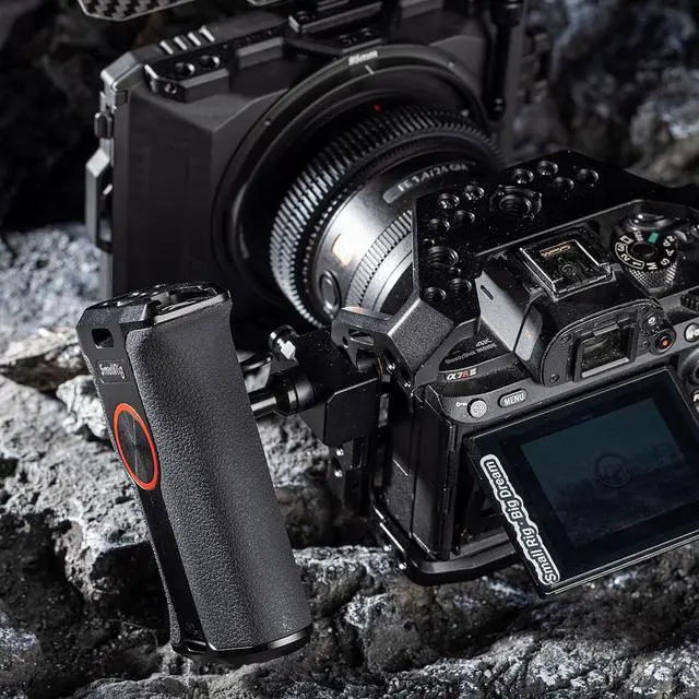 Alt view image 2 of 7 - Push-Button Rotating NATO Handle, Quick Release Handgrip for DLSR Camera Cage Kit, w/Built-in NATO Rail, Left Side - 3260