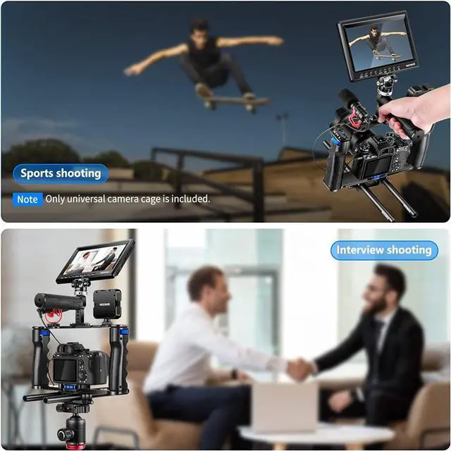 Alt view image 7 of 7 - Aluminum Alloy Camera Cage, Filmmaking Rig with Top Handle, Dual Grips & Arca Type Base, Compatible with  A7S III A7IV A6600  EOS R5C R5 R6 DSLR/Mirrorless Cameras - VS107, Blue