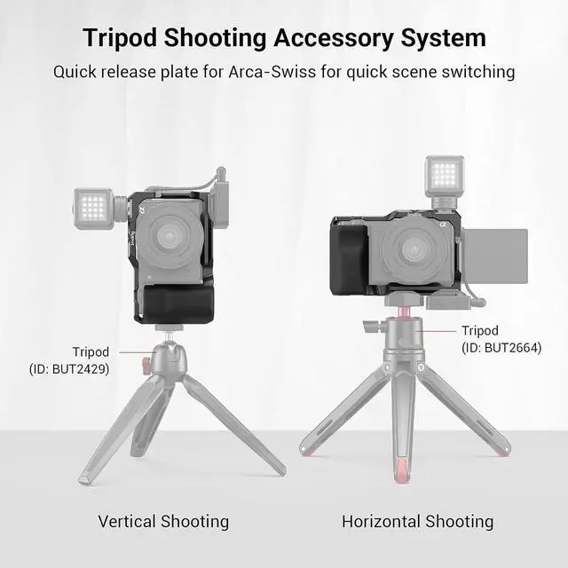 Alt view image 6 of 7 - ZV-E10 Cage with Silicone Handle and Built-in Threaded Holes, Cold Shoe and Quick Release Plate for  ZV-E10-3538