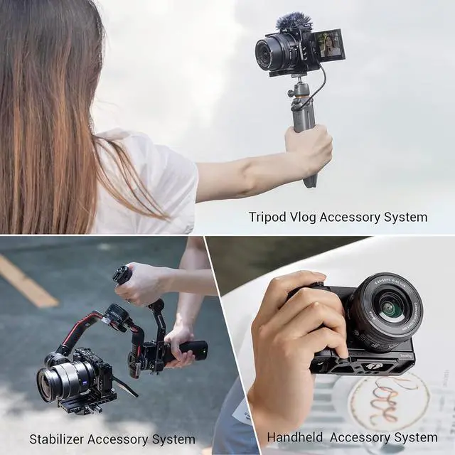Alt view image 7 of 7 - ZV-E10 Cage with Silicone Handle and Built-in Threaded Holes, Cold Shoe and Quick Release Plate for  ZV-E10-3538