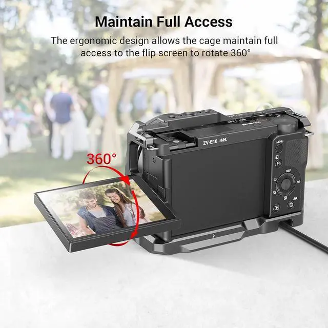 Alt view image 5 of 7 - ZV-E10 Cage with Silicone Handle and Built-in Threaded Holes, Cold Shoe and Quick Release Plate for  ZV-E10-3538