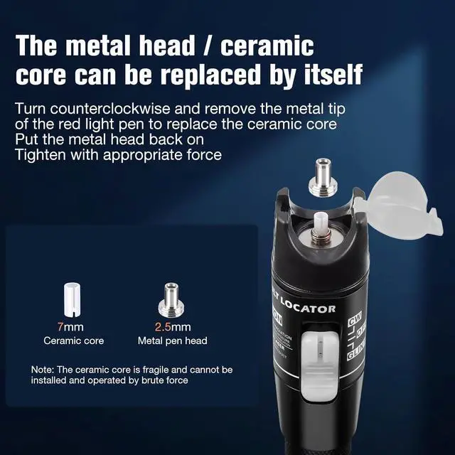 Alt view image 6 of 7 - 80mW VFL Visual Fault Locator, 80KM Range Fiber Optic Cable Tester Meter with 2.5 mm Universal Connector FC Male to LC Female Adapter for CATV Telecommunications