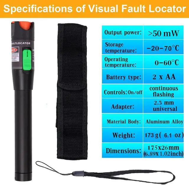 Alt view image 2 of 7 - 2Pack 50mW Visual Fault Locator Kit - 50KM Range, 2.5mm Universal Connector Compatible with FC/SC/ST/LC Interface, VFL Red Light Pen for Network Cable Testing, Fiber Optic Source Tester Tool