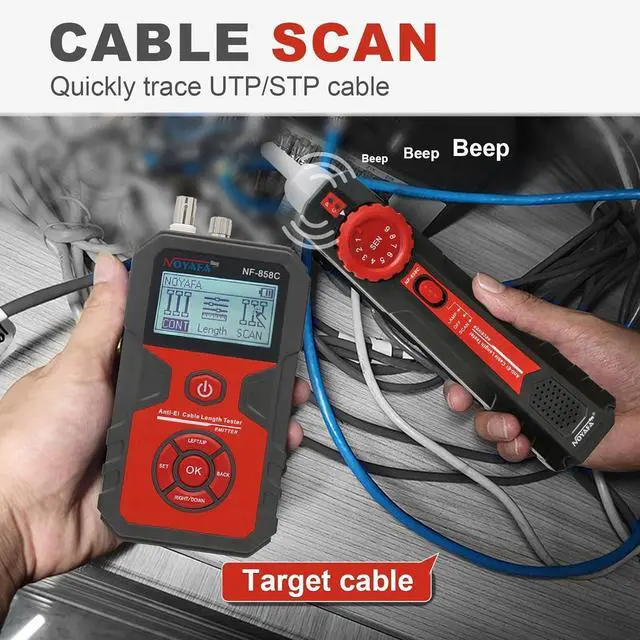 Alt view image 5 of 7 - Network Cable Tester with 10mW Visual Fault Locator, RJ11 RJ45 Ethernet Cable Tester POE Tester Cable Toner, Rechargeable Anti-Interference Network Tester for Telephone LAN Coax Cable