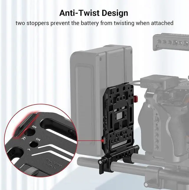 Alt view image 5 of 7 - V Mount Battery Plate, V-Lock Mount Battery Plate with 15mm Rod Clamp & Adjustable Arm for Power Supply - 2991
