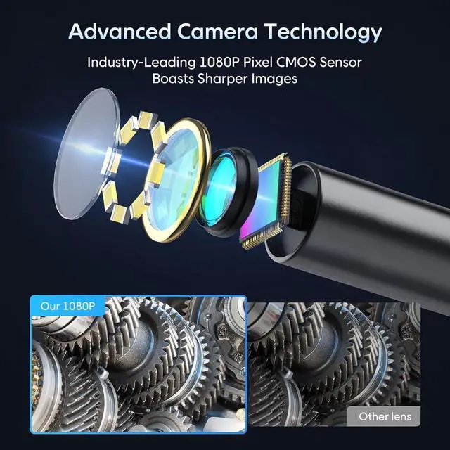 Alt view image 2 of 7 - Camera with Light and 50ft Semi-Rigid Cable, SKYEAR Handheld Borescope 4.3'' HD 1080P with 8 Adjust LED Lights, Inspection Camera with IP67 Waterproof Scope Camera for Swer, Gadgets for Men