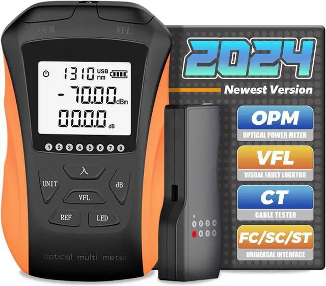 Main image of Power Meter with Visual Fault Locator, Fiber Light Meter with Cable Tester Function and Li-ion Battery USB Charge for FC/SC/ST Universal Interface