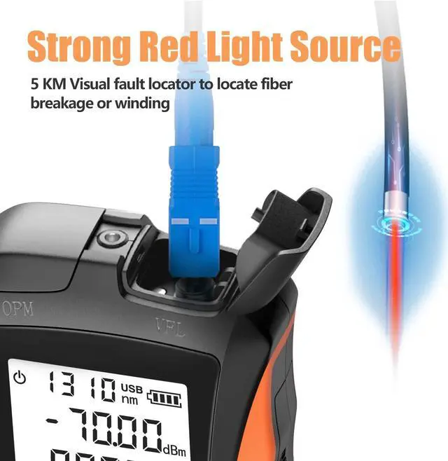 Alt view image 4 of 7 - Power Meter with Visual Fault Locator, Fiber Light Meter with Cable Tester Function and Li-ion Battery USB Charge for FC/SC/ST Universal Interface