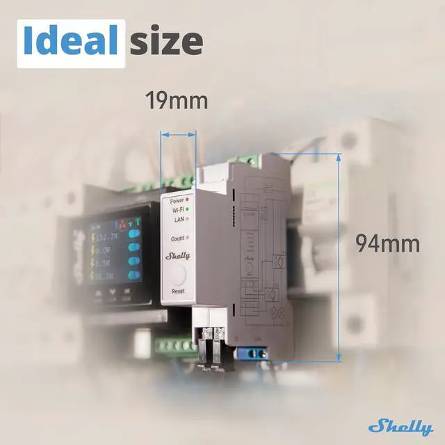 Alt view image 2 of 7 - Shelly Pro EM 50A | Wi-Fi & LAN Energy Meter with Contactor Control | DIN-Rail | Home Automation | Bluetooth Gateway | Compatible with Alexa & Google Home | No Hub Required | Power Monitoring