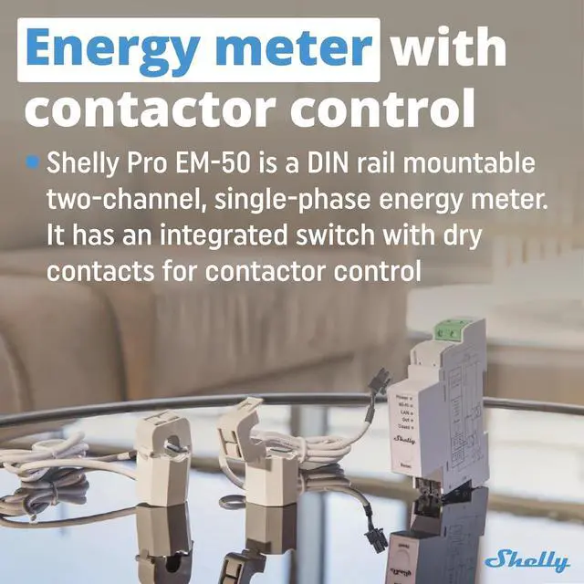 Alt view image 5 of 7 - Shelly Pro EM 50A | Wi-Fi & LAN Energy Meter with Contactor Control | DIN-Rail | Home Automation | Bluetooth Gateway | Compatible with Alexa & Google Home | No Hub Required | Power Monitoring