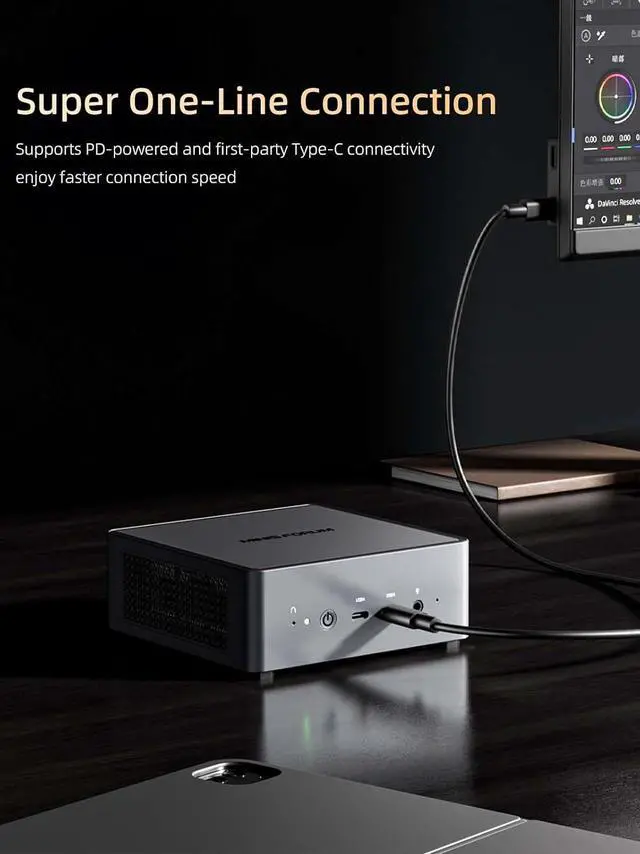 Alt view image 3 of 7 - Venus UM790 Pro Mini PC  Ryzen 9 7940HS up to 5.2 GHz 64GB DDR5 1TB SSD with  Radeon 780M, 4X USB3.2, 2X USB4, 2xHDMI 2.1, 2X PCIe4.0, Wi-Fi 6E/BT5.3, RJ45 2.5 G