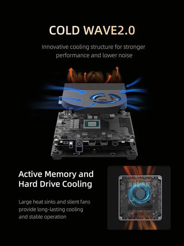 Alt view image 5 of 7 - Venus UM790 Pro Mini PC  Ryzen 9 7940HS up to 5.2 GHz 64GB DDR5 1TB SSD with  Radeon 780M, 4X USB3.2, 2X USB4, 2xHDMI 2.1, 2X PCIe4.0, Wi-Fi 6E/BT5.3, RJ45 2.5 G