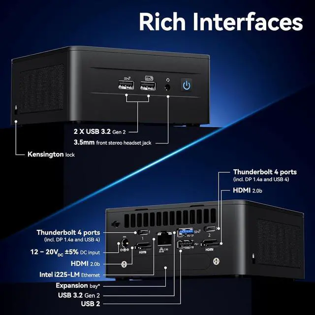Alt view image 5 of 7 - NUC 12 Pro Wall Street Canyon NUC12WSHi5 Mini PC, 12TH GEN  Core i5-1240P, 12-Cores, 12MB  Smart Cache, Upto 4.4 GHz Turbo, 28W  Iris Xe Graphics, 16GB RAM, 512GB SSD, Win 11 Pro