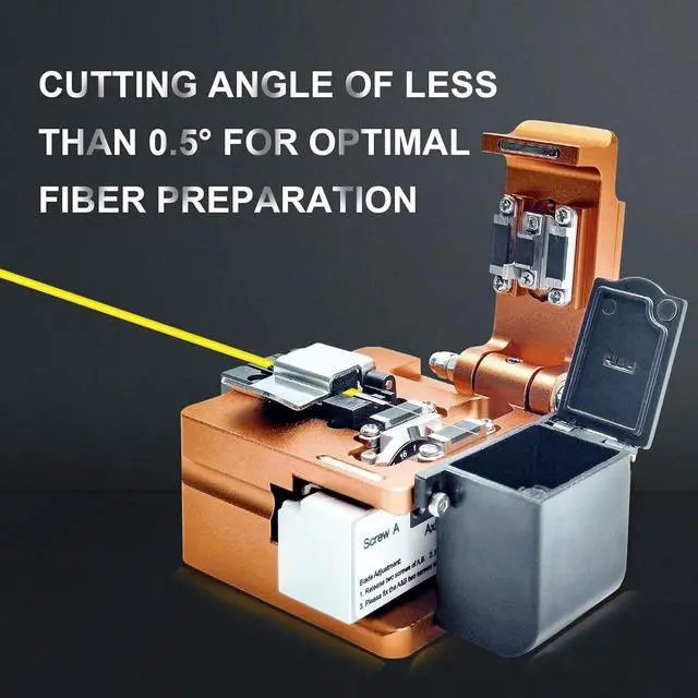 Alt view image 4 of 6 - Signal fire Optical Fiber Cleaver, Fiber Optic Knife, High Precision Optical Fiber Cleaver W/ 16 Cleaving Spots & 48000 Cleaves, FTTH Optic Fiber Cutter W/Scrap Collector