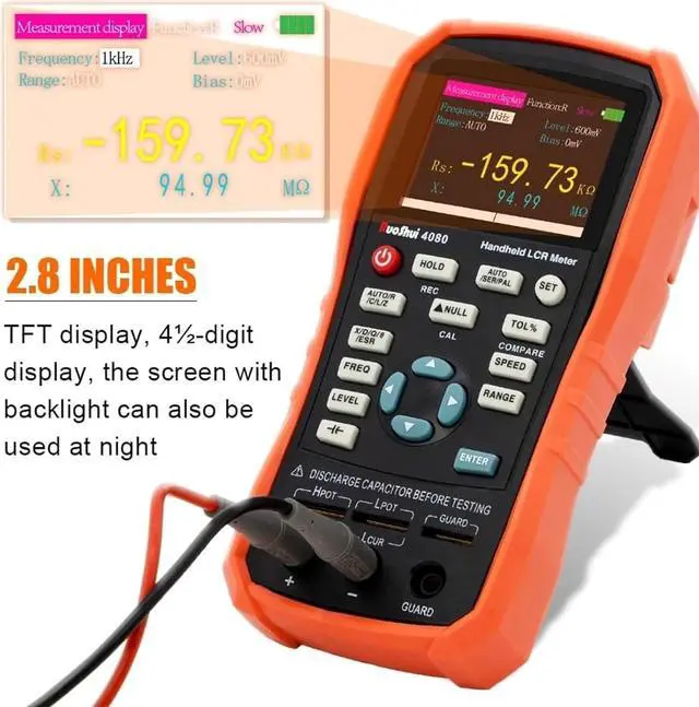 Alt view image 4 of 7 - LCR Meter 100Hz-100KHz, 0.2% Accuracy, Digital Bridge Multimeter for Capacitance, Inductance, Resistance Testing, with ESR Calibration Ideal for Engineers and Technicians (4080)