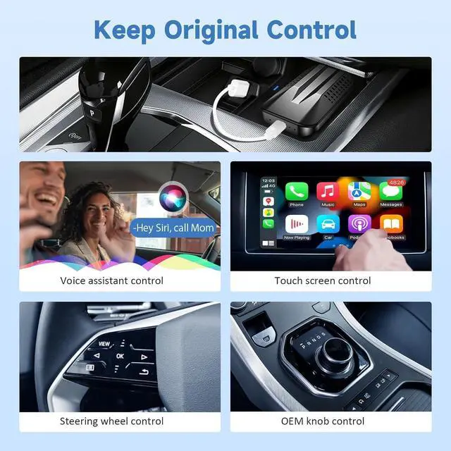 Alt view image 4 of 7 - Wireless CarPlay Adapter is Compatible with Netflix TIKTok YouTube, Android Auto Wireless Adapter for Factory Wired CarPlay Cars, CarPlay Ai Box, TF Card, Mirroring,5GHz WiFi, for iPhone/Android
