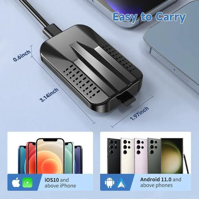 Alt view image 7 of 7 - Wireless CarPlay Adapter is Compatible with Netflix TIKTok YouTube, Android Auto Wireless Adapter for Factory Wired CarPlay Cars, CarPlay Ai Box, TF Card, Mirroring,5GHz WiFi, for iPhone/Android