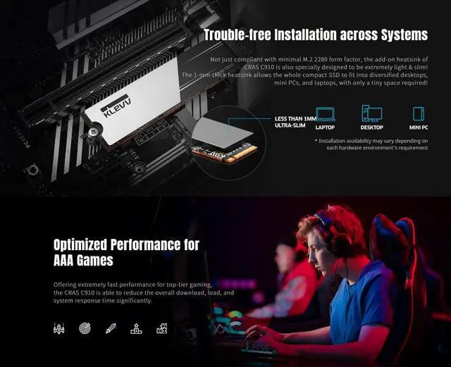 Alt view image 7 of 7 - C910 1TB M.2 2280 SLC Cache NVMe PCIe Gen4x4 Laptop & Desktop Internal SSD Heatsink Included, up to 5000MB/s (K01TBM2SP0-C91)