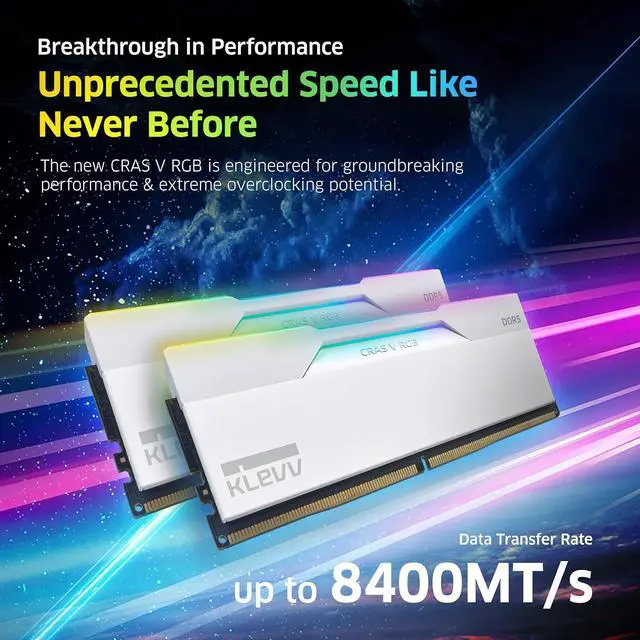 Alt view image 3 of 7 - CRAS V RGB DDR5 32GB (2x16GB) 6400MHz CL32 A-DIE 1.35V Gaming Desktop Ram Memory SK Hynix Chip XMP 3.0 /  Expo Ready - White (KD5AGUA80-64A320J)