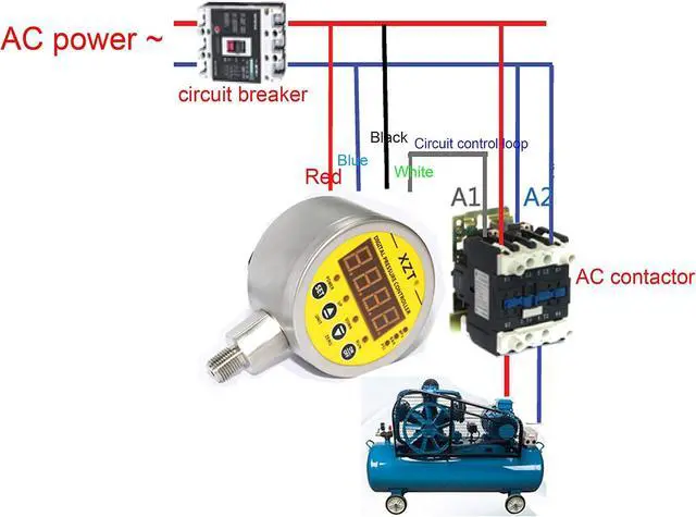Alt view image 5 of 5 - 230PSI-NPT Digital Pressure Switch Controller,Pressure Gauge,Pressure Sensor for Water Pump Air Compressor 110VAC