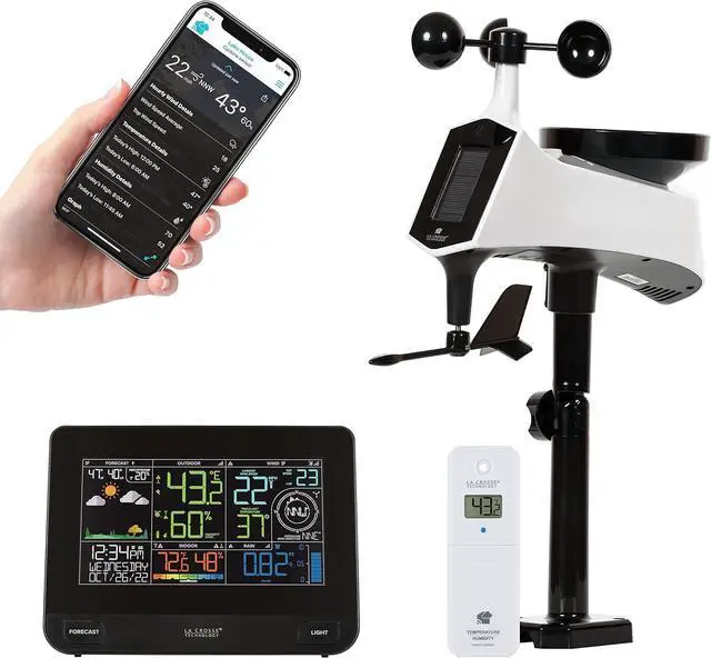 Main image of La Crosse Technology Professional Smart Wi-Fi Weather Station with Remote Monitoring (400 Foot Range), Wind and Rain Gauges, Temperature and Humidity Sensors, and Forecasting - V42-PRO-INT